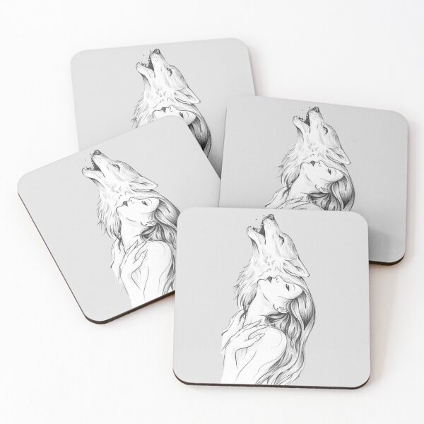 Item preview, Howling Wolf and Girl – Mystical Moonlight Wilderness Animal Illustration designed and sold by RajDeals.