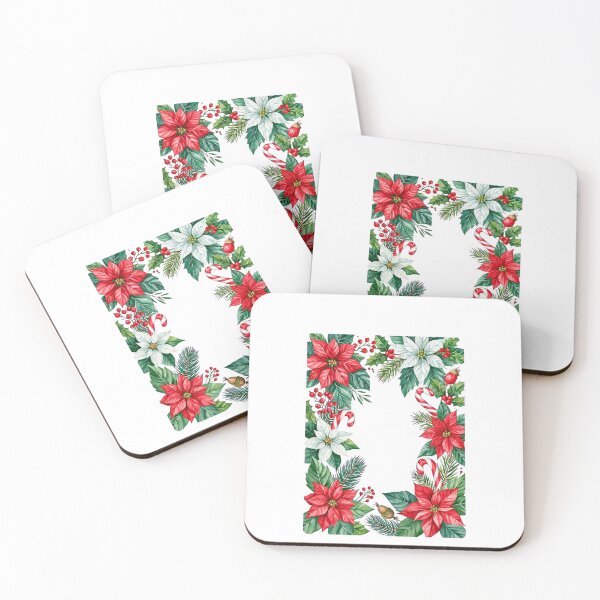 Item preview, Watercolor Christmas Poinsettia Border with Candy Cane and Holly designed and sold by Brandady.