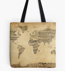 Karte der Weltkarte aus alten Noten Tasche