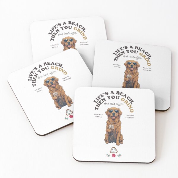 Item preview, Cool Golden Retriever with Iced Coffee - Dog Lover Summer Vibe designed and sold by Whimsy Trail Co.