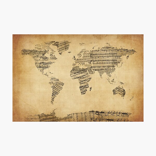 Item preview, Map of the World Map from Old Sheet Music designed and sold by MICHAEL TOMPSETT.