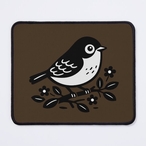 Item preview, Cute Linocut Bird on Floral Branch Black Silhouette designed and sold by cutepid.