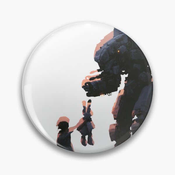 Item preview, Innocence vs Machine - Child Offering Bunny Toy to Giant Robot at Sunset designed and sold by Brandady.