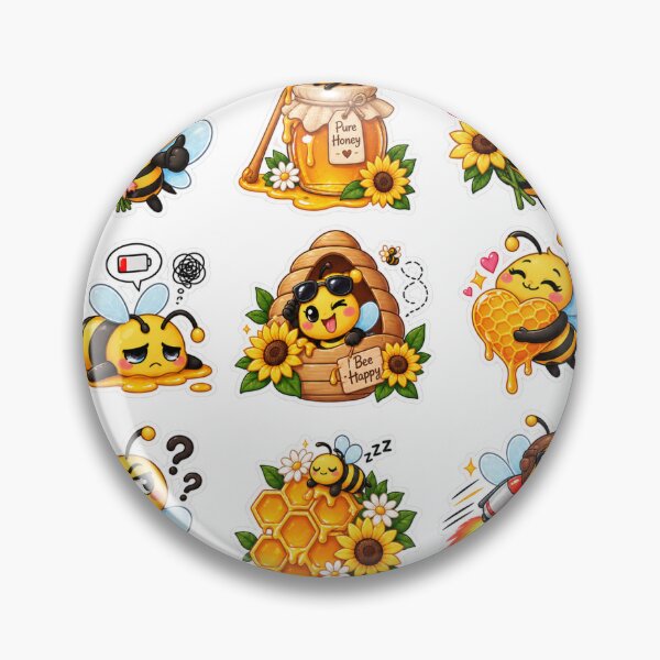 Item preview, Cute Bee Sticker Collection – Honey Bee, Sunflower & Honeycomb Design designed and sold by Qamar  Osman 91.