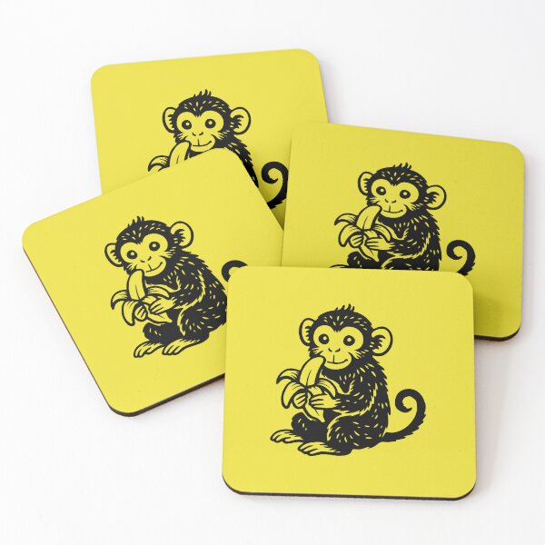 Item preview, Cute monkey with banana on Black and White designed and sold by cutepid.