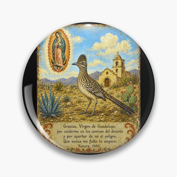 Item preview, Folk Art Roadrunner Guardian Mexican Ex-Voto designed and sold by newnomads-art.