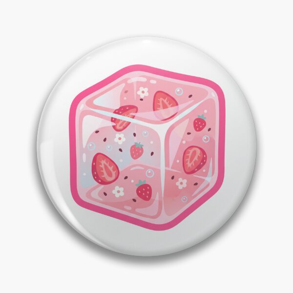 Item preview, Strawberry Jelly Cube - Cute Kawaii Pink Food Art designed and sold by yodaddydesigns.