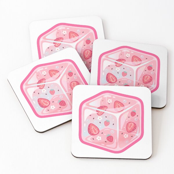 Item preview, Strawberry Jelly Cube - Cute Kawaii Pink Food Art designed and sold by yodaddydesigns.
