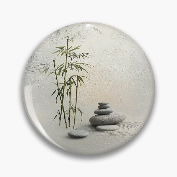 Item preview, Japanese Zen Garden Pattern Bamboo Stones Japandi designed and sold by Nine Lives Studio.