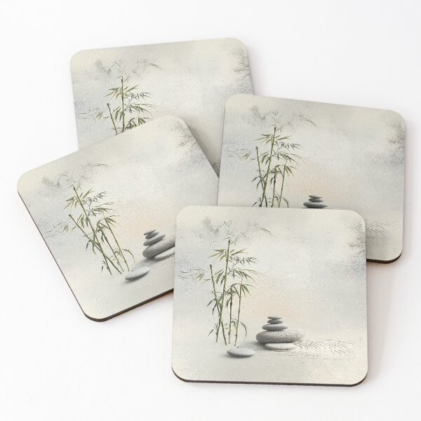 Item preview, Japanese Zen Garden Pattern Bamboo Stones Japandi designed and sold by Nine Lives Studio.