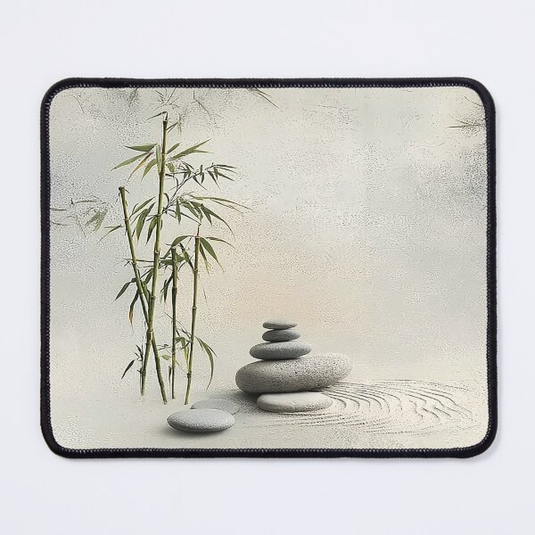 Item preview, Japanese Zen Garden Pattern Bamboo Stones Japandi designed and sold by Nine Lives Studio.