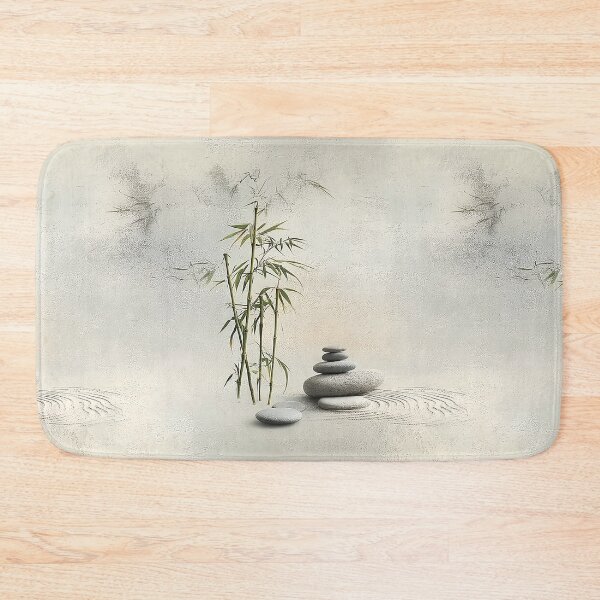 Item preview, Japanese Zen Garden Pattern Bamboo Stones Japandi designed and sold by Nine Lives Studio.