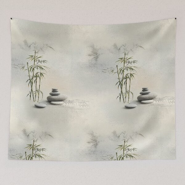 Item preview, Japanese Zen Garden Pattern Bamboo Stones Japandi designed and sold by Nine Lives Studio.
