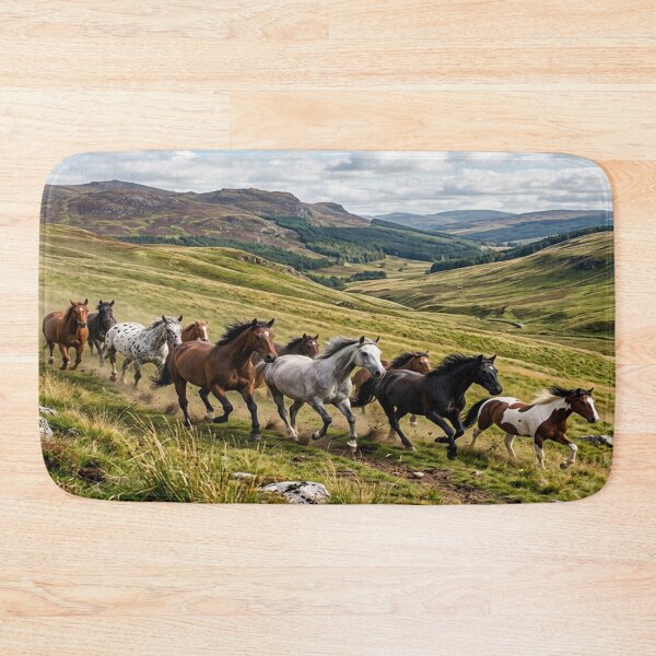 Item preview, A herd of eight horses galloping down green hills designed and sold by Solomon-Ent-144.