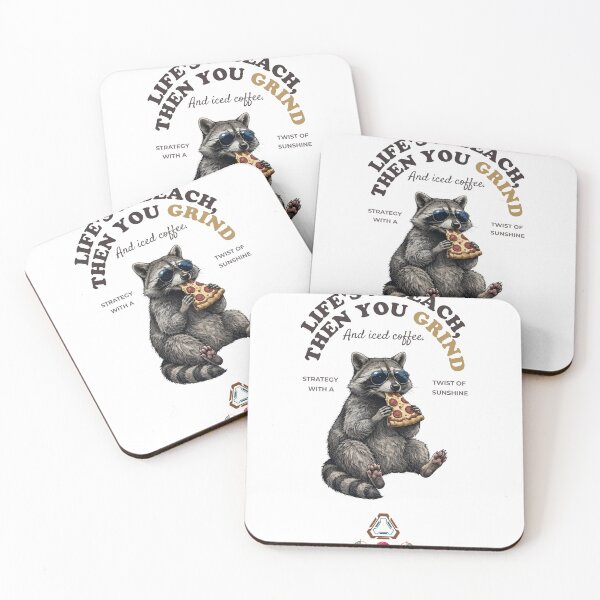 Item preview, Cool Raccoon Eating Pizza - Street Style Trash Panda - Detailed Illustration designed and sold by Whimsy Trail Co.