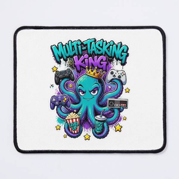 Item preview, Multi-Tasking King Octopus Gamer Sticker | Funny Graffiti Gaming Animal Art designed and sold by Panom Suavichien.