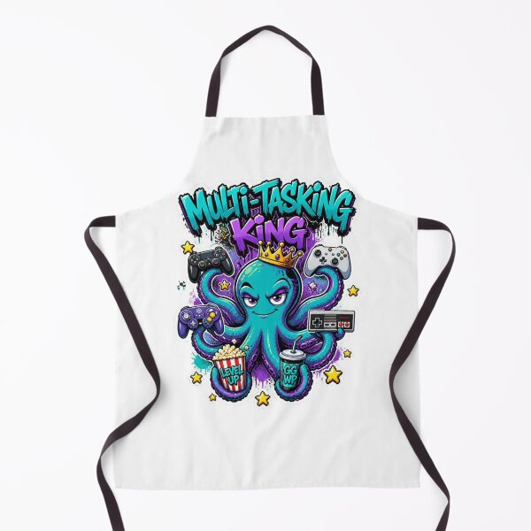 Item preview, Multi-Tasking King Octopus Gamer Sticker | Funny Graffiti Gaming Animal Art designed and sold by Panom Suavichien.