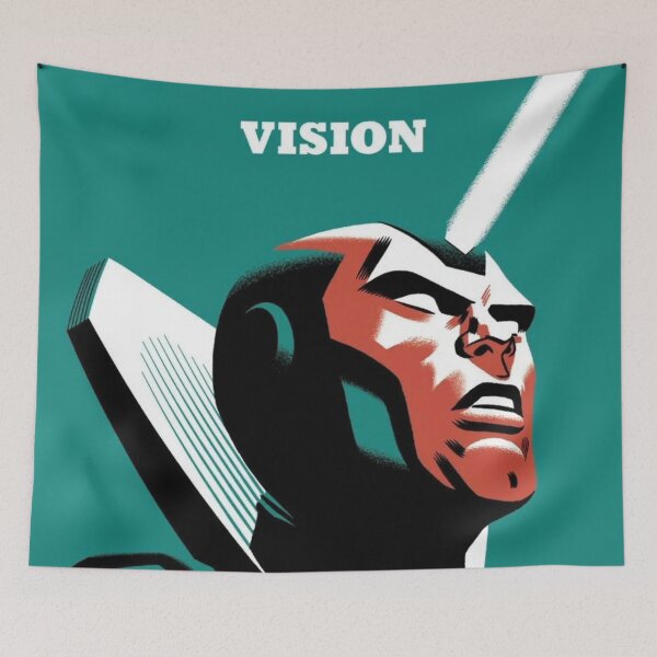 Aperçu de l'œuvre Affiche de film vintage originale et personnalisée de Vision, tirée des comics Marvel Studios. créée et vendue par Cool Robot Bro..