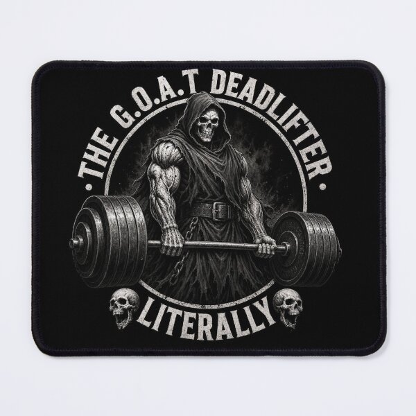 Item preview, Grim Reaper The GOAT Deadlifter Gym Humor designed and sold by Skulls & Calaveras.