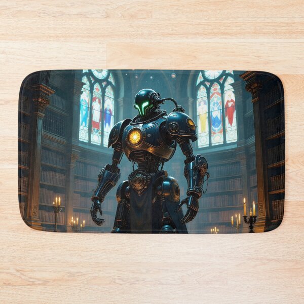 Item preview, Robot Librarian in a Gothic Library Future Art designed and sold by yosmosverse .
