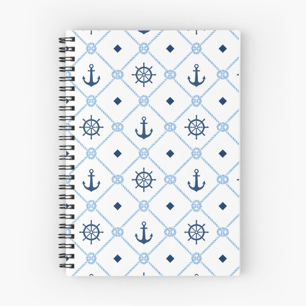 Item preview, Nautical Anchor Ship Wheel Rope Lattice Seamless Pattern designed and sold by oceanys.