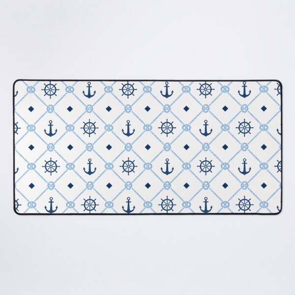 Item preview, Nautical Anchor Ship Wheel Rope Lattice Seamless Pattern designed and sold by oceanys.