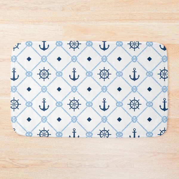 Item preview, Nautical Anchor Ship Wheel Rope Lattice Seamless Pattern designed and sold by oceanys.