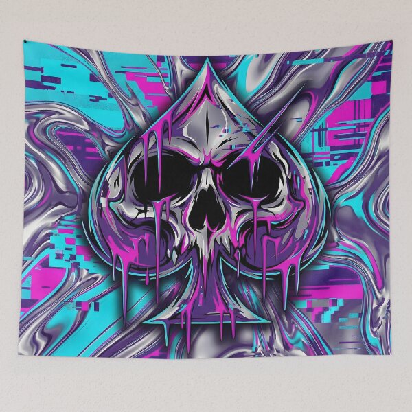 Item preview, Melting Skull Spade Glitch Aesthetic designed and sold by MarCinu Art.