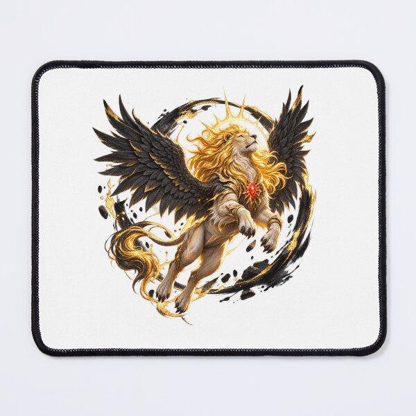 Item preview, Celestial Winged Lion Ascending Through Black Ink designed and sold by AcruxUltra.
