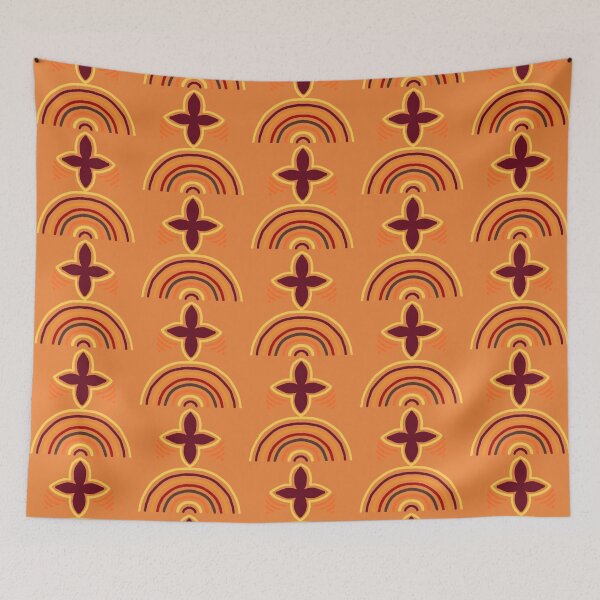 Item preview, Orange and red rainbow floral pattern designed and sold by Ana Gorozpe.