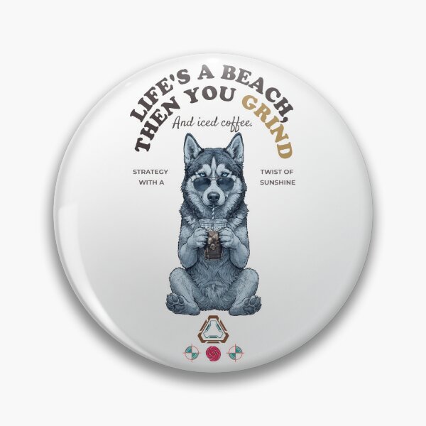 Item preview, Cool Husky with Iced Coffee - Stylish Dog Lover - Hand-Drawn Illustration designed and sold by Whimsy Trail Co.