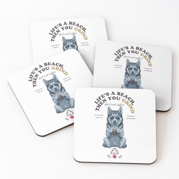 Item preview, Cool Husky with Iced Coffee - Stylish Dog Lover - Hand-Drawn Illustration designed and sold by Whimsy Trail Co.