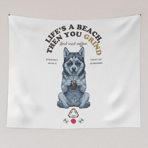 Item preview, Cool Husky with Iced Coffee - Stylish Dog Lover - Hand-Drawn Illustration designed and sold by Whimsy Trail Co.