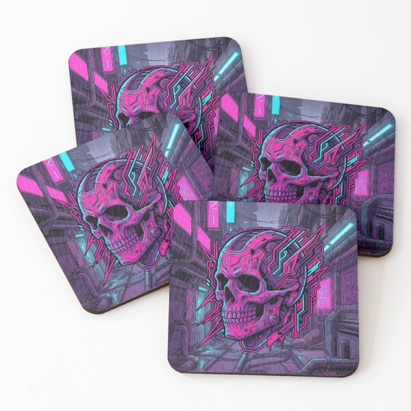 Item preview, Neon Cybernetic Skull Dystopian Profile designed and sold by MarCinu Art.