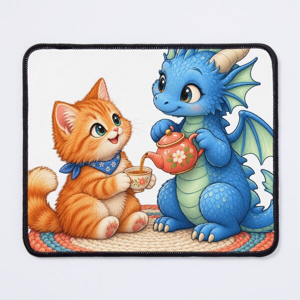 Item preview, Kitten and Dragon Share Cozy Tea designed and sold by AcruxUltra.
