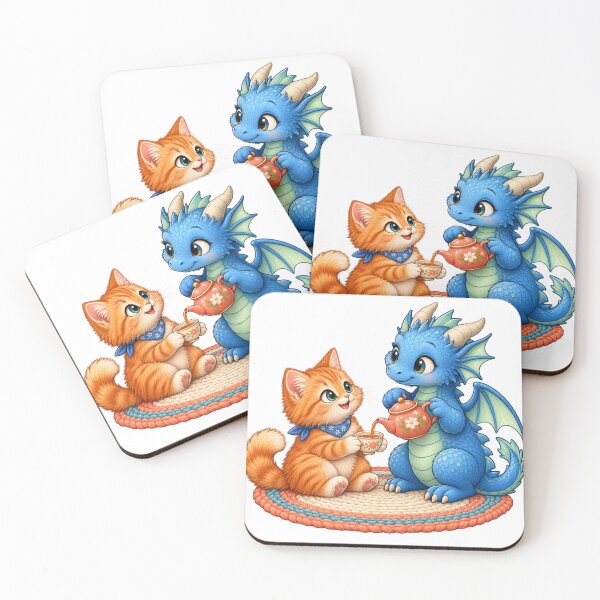 Item preview, Kitten and Dragon Share Cozy Tea designed and sold by AcruxUltra.