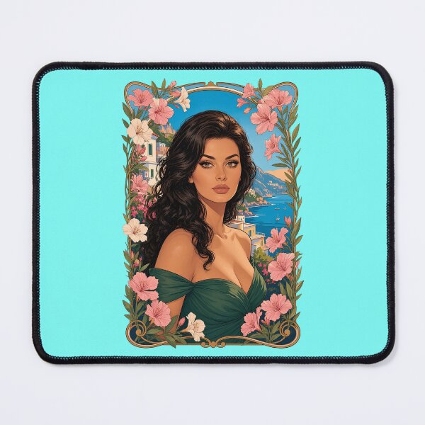 Item preview, Sophia Loren Art Nouveau Amalfi Coast Floral Portrait designed and sold by BorgSpareParts.