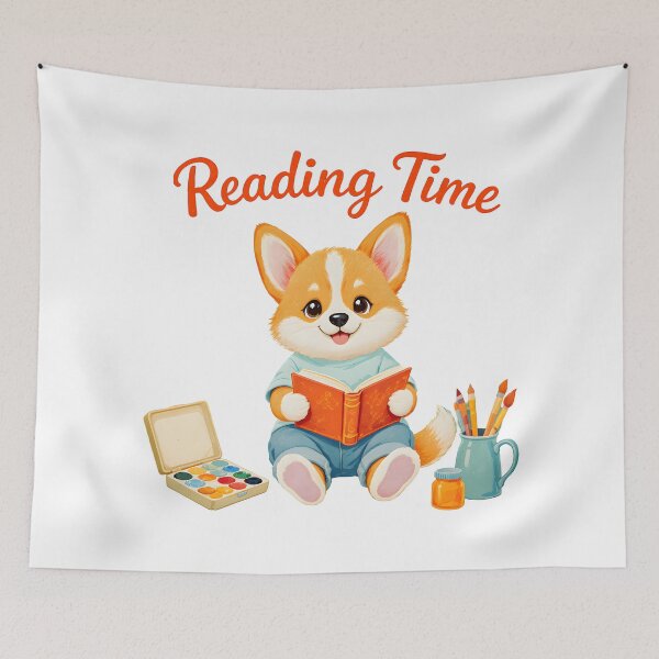 Item preview, Cute Corgi Reading Book Art designed and sold by Kedspicedesign.