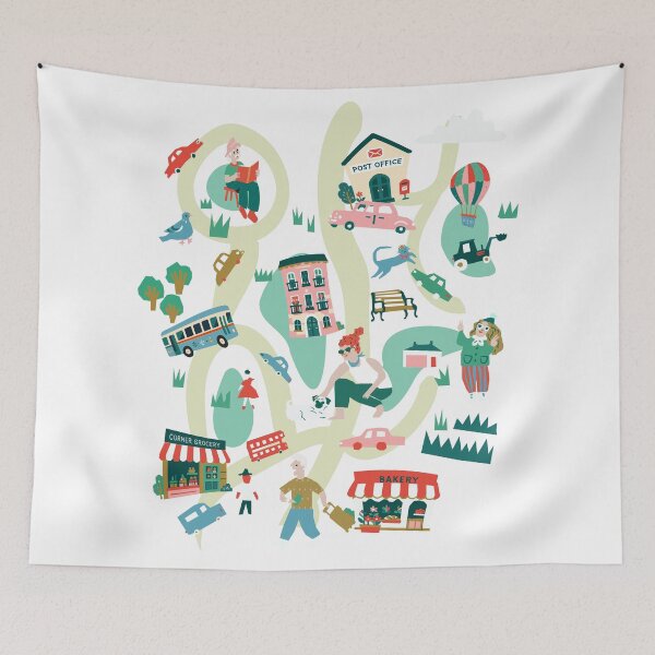 Item preview, Cute Neighborhood City Map Illustration designed and sold by maewjpho.