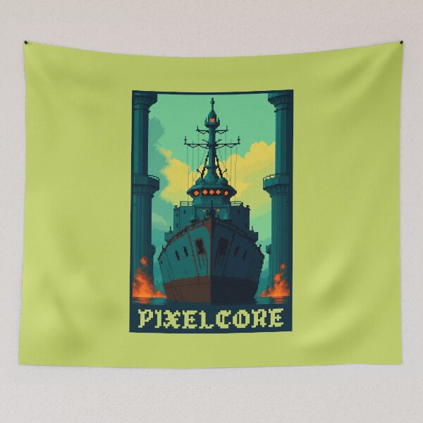 Item preview, Navy Battleship Boat Pixel Art {PIXELCORE} designed and sold by PIXELCORE-TEE.