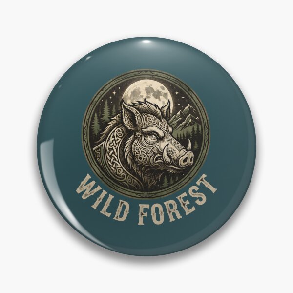 Item preview, Celtic Wild Boar emblem - Viking Forest Moon Badge. designed and sold by MyHappyArtShop.