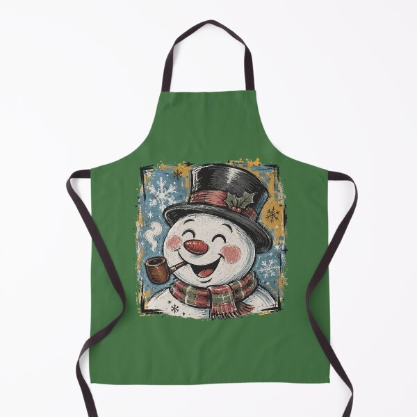 Item preview, Vintage Happy Snowman Smoking Pipe - Retro Christmas Art designed and sold by FrescoDesign.