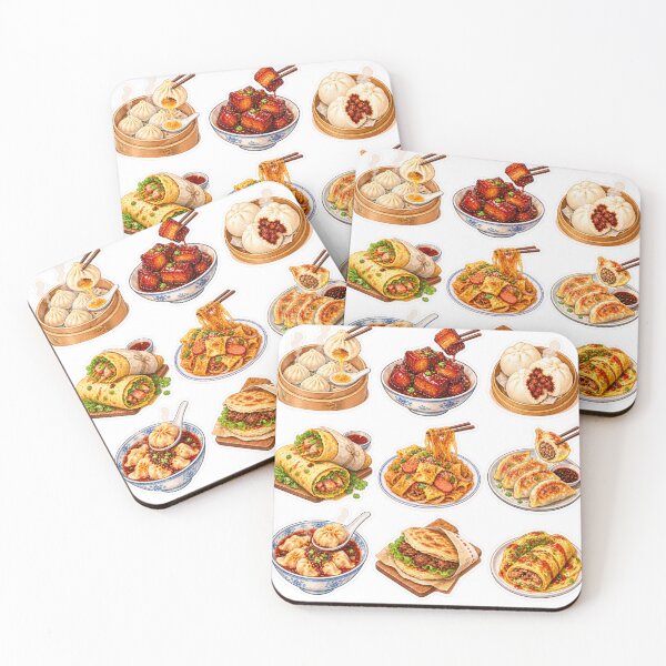 Item preview, Cute Watercolor Chinese Street Food Dim Sum Sticker Pack designed and sold by PastelPetalsCo.