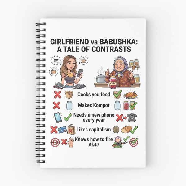Item preview, Girlfriend vs Babushka Meme Tale of Contrasts designed and sold by Flirt-Teez.