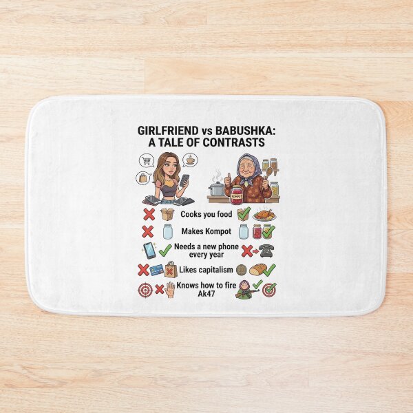 Item preview, Girlfriend vs Babushka Meme Tale of Contrasts designed and sold by Flirt-Teez.