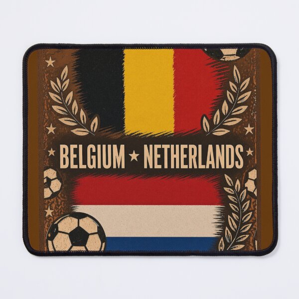 Item preview, Belgium Netherlands retro match poster / Vintage Netherlands vs Belgium soccer art designed and sold by Nexus Space.