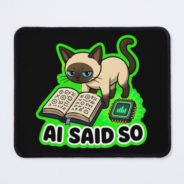 Item preview, AI Said So Funny Grumpy Cat Book Chip Sticker designed and sold by Cat Meme Fund.
