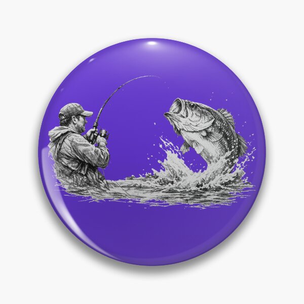 Item preview, Large Mouth Bass Strike - Black & White Fishing Art designed and sold by Fort Chiswell Trading Company.