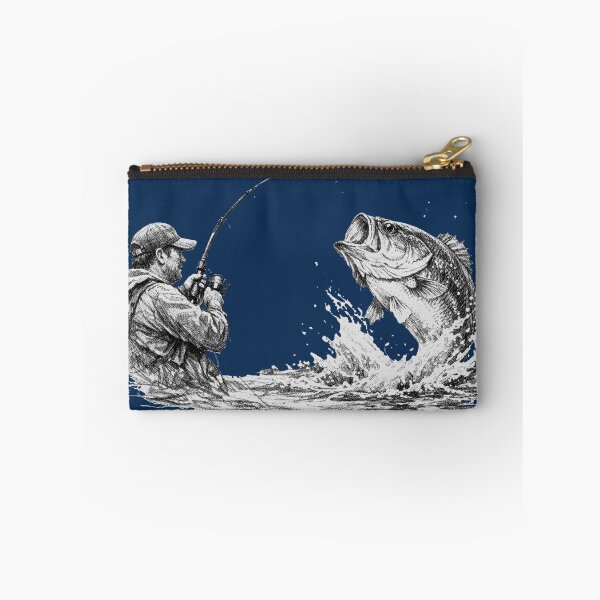 Item preview, Large Mouth Bass Strike - Black & White Fishing Art designed and sold by Fort Chiswell Trading Company.