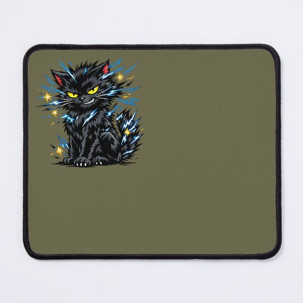 Item preview, Electrified Black Cat – Funny Japanese Style Lightning Cat Print designed and sold by SilentPowerArt.